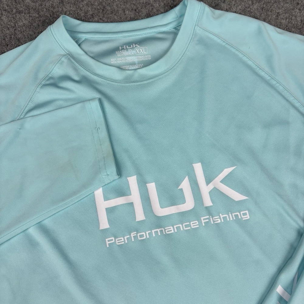 Huk‎ Fishing Shirt Mens 2XL Blue Long Sleeve Outdoors Stretch Performance Fish